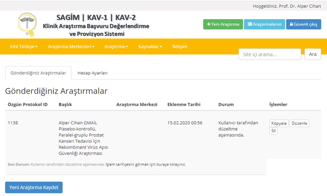 Araştırmalarım Sayfası